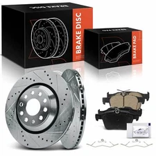 6x Rear Drilled Brake Rotor & Ceramic Brake Pad for Audi A3 S3 VW Golf R 309.9mm