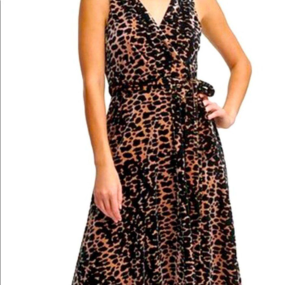 dkny brown velvet dress New Without Tags DKNY Velvet Leopard Print Dress - Size 4