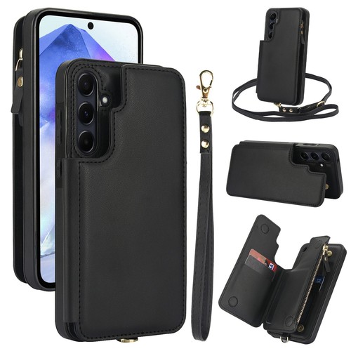 Credit Card Slots Wallet Leather Two Lanyards Case For Samsung Galaxy A-series - Picture 11 of 87