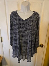 Croft & Barrow Navy & White Tunic Blouse Women's Size 1X NEW