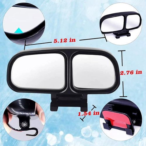 Dual Blind Spot Rear View Mirror Wide Angle Convex Car Truck SUV Day Night - Picture 3 of 5
