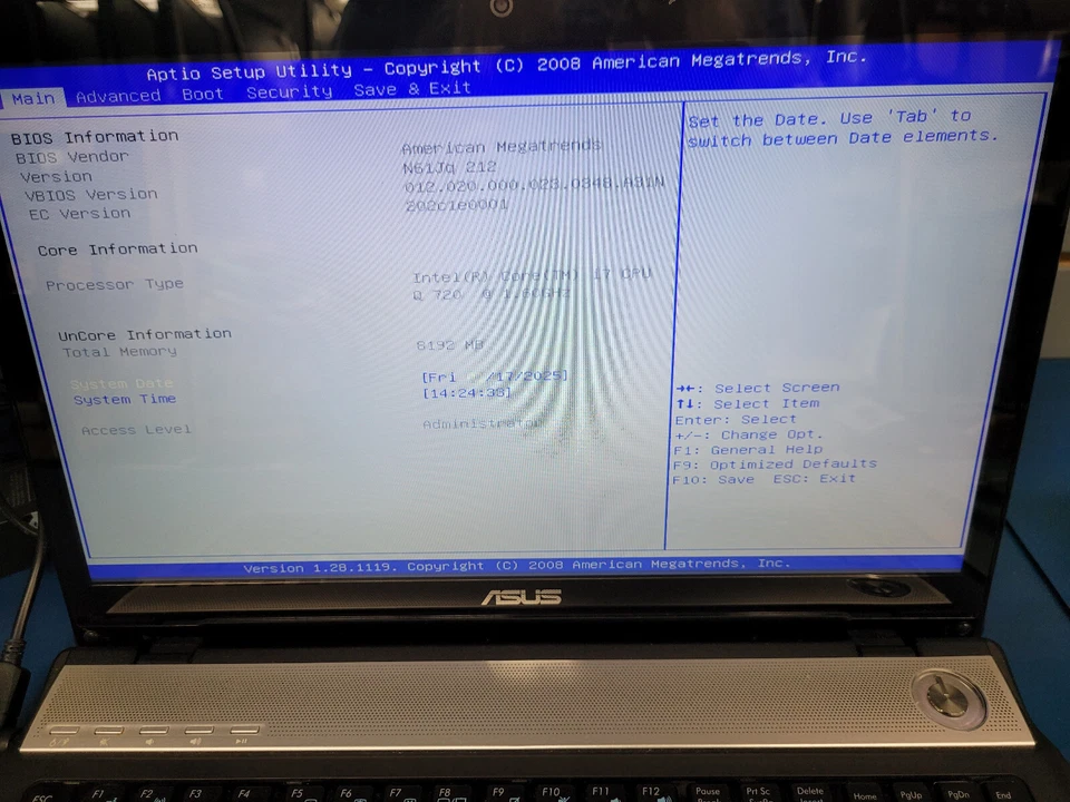 ASUS N61Jq, Intel Core i7-Q720 1,60 GHz, 8 GB RAM, 128 GB SSD Windows 10 Foto 2 de 4