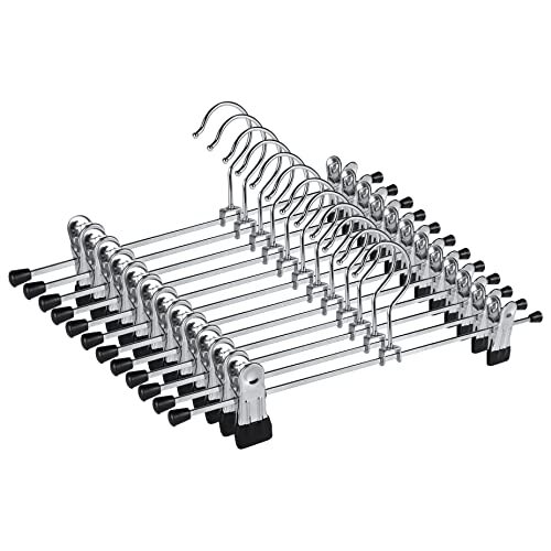 Pants Hangers 12PCS Skirt Hangers with Clips Hangers for Pants 12pack Black - Picture 2 of 8