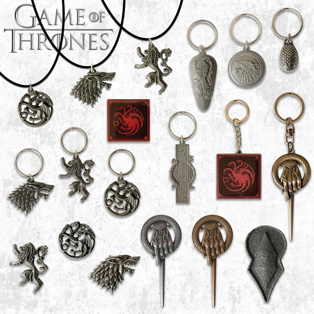 Official Game Of Thrones Metal Keyring Pin Badge Lannister Stark