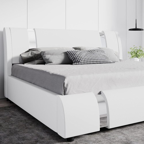 Modern Deluxe Platform Bed Frame with Iron Pieces Decor and Adjustable Headboard - Picture 4 of 63