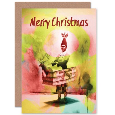 Christmas Xmas Merry Bizarre Festive Fellow Present Blank Greeting Card