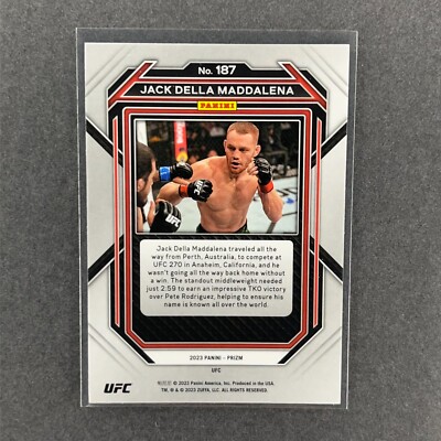 2023 Panini Prizm Jack Della Maddalena #187 RC UFC Base Rookie JDM
