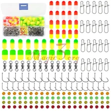 200pcs Bottom Rig Accessories Kit Foam Floats Fishing Beads Hooks Swivel Pompano