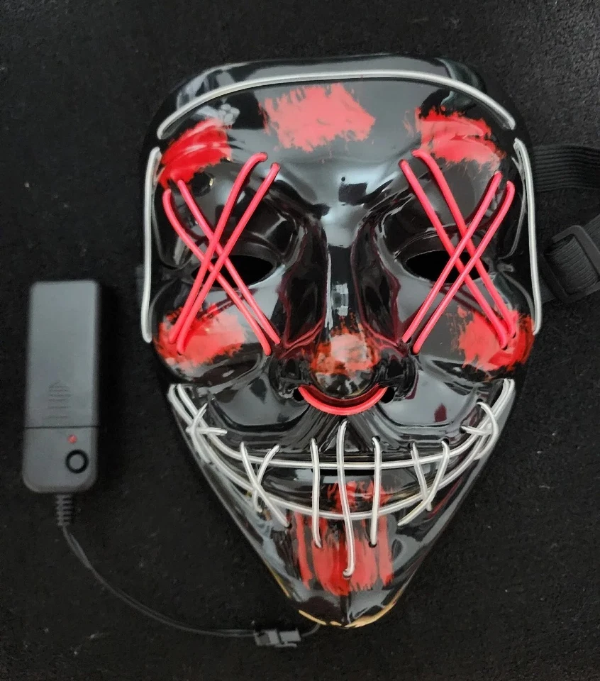 Halloween Purge Light up Mask EL Costume Party LED Glow Mask ORANGE - Image 2 of 4