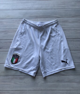 Italy Football Soccer Shorts Puma White size S Men's