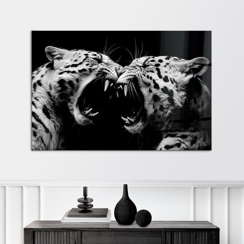 Wandbild Tier Kampf Leoparden Animal , Leinwnad , Acrylglas , Poster Kunst Deko - Bild 2 von 6