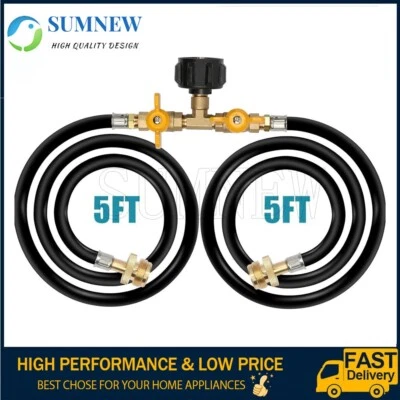 SUMNEW 5 Feet 2 Ways Y Splitter CGA Propane Converter Adapter Hose for QCC1 20lbs Tank