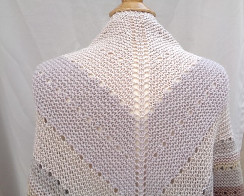 Hand Knit Shawl Wrap, Brown Ombre Gradient Stripes, Alpaca Wool Blend, Large Wra - Picture 8 of 8