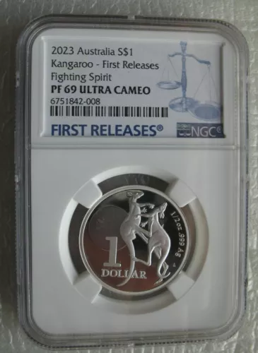 Australia Dollar 2023 Silver Proof Coin Fighting Spirit 1/2oz Kangaroo NGC PF69