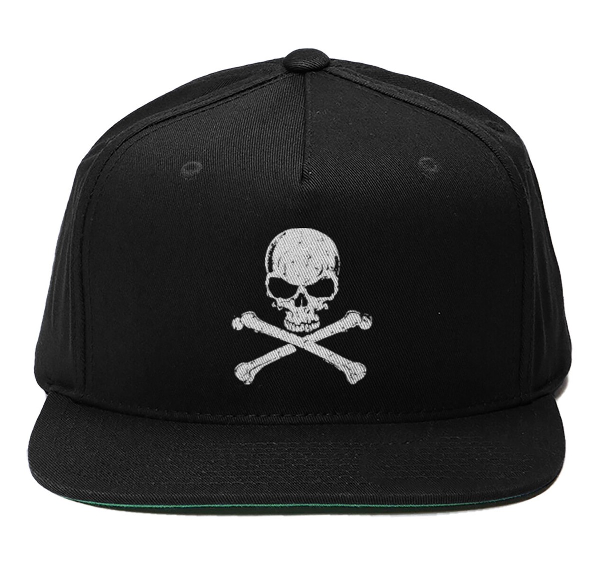 Skull and Crossbones - Pirate Dead Skeleton Icon Flat Brimmed