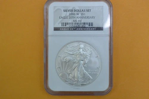 2006-W (Burnished) American Silver Eagle NGC MS69 Eagle 20th Anniversary