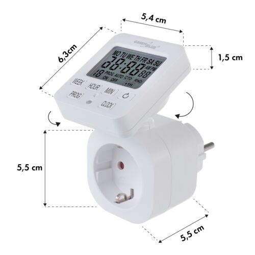 Zeitschaltuhr Timer LCD Zeitschalter Steckdose / Weiß / 16A / IP20 / 3680W - Bild 8 von 12