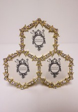OLIVIA RIEGEL Crystal "Gold Luxembourg" Triple 2.5 in. Photo Frame New in Box