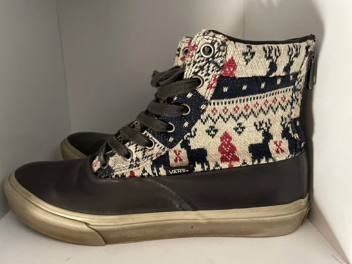 VANS RARE Christmas High tops back zip knit rubber upper 721454 Size 9 women