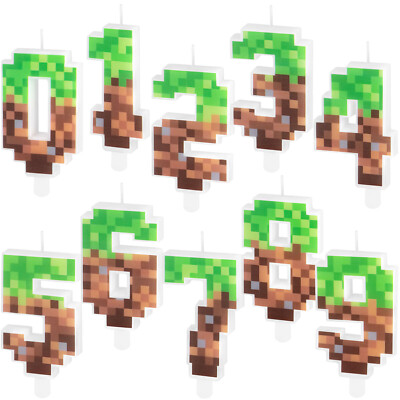 Zahlenkerzen MINECRAFT Kerzen Deko Kindergeburtstag Party Kuchenkerze Tortendeko