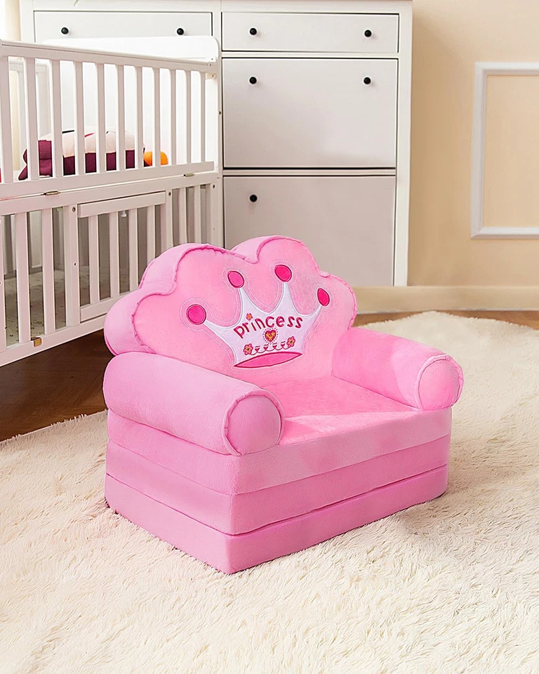 Sofá para niños plegable, silla princesa plegable para niños pequeños 1-3, sofá cama para niños Foto 2 de 4