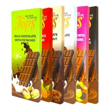 TOPS Milk & Dark Chocolate Bars - WITH SUGAR - 6 Flavours  - Gluten Free -  100g