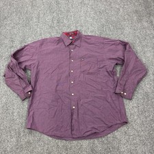 Tommy Hilfiger Shirt Mens L Red Check Cotton Long Sleeve Button Front Casual