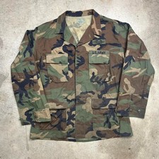 Vintage Army Woodland Jacket BDU Summer Fatigue Size Large Camouflage Camo Coat
