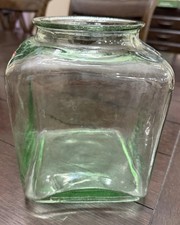 Mid Century Modern Sea Glass Green Square Textured Vase 7 Artisan Hand Blown