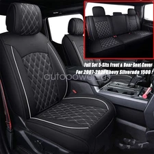 For 2007-2021 Chevy Silverado 1500 Leather Car Seat Covers Full Set Front & Rear