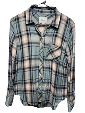 Rails Women’s Long Sleeve Plaid Shirt Top Blouse Rayon Button Up Sz S Western