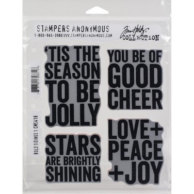 Tim Holtz Holiday Cling Stamps CHOOSE ONE: Bold Tidings 1, 2, 3, 4