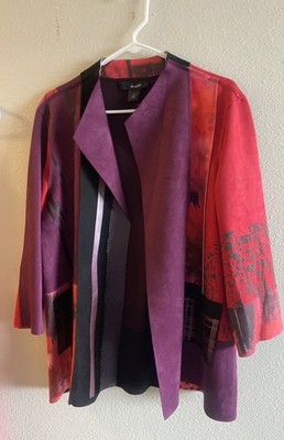 Ali Miles Long Sleeve Top Jacket Cardigan Open Front Women Sz Large Art To Wear