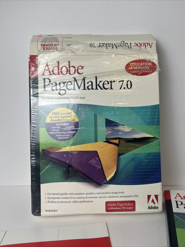 2 CD w/ Serial Adobe PageMaker 7.0 Windows Education Version + User Guide Box - Picture 5 of 5