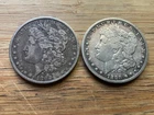 US Morgan Silver Dollars 2 coins  circulated details Pre 1904 Lot T13