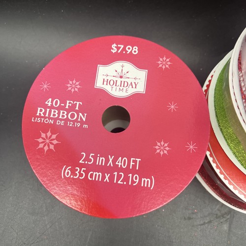 9 Lot Craft Wired Ribbon Assorted Patterns Christmas Tree Wreath Craft Decor NEW - Picture 5 of 13