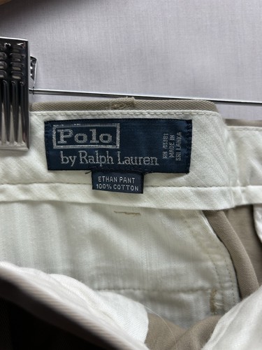Pantalones chinos Polo Ralph Lauren Ethan para hombre 38X34 tostados plisados con logotipo de pony de colección - Imagen 5 de 8