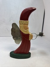 Vintage Midwest of Cannon Falls Winged Carved Santa Candleholder 11”