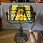 PartyLite Tiffany Style-Stained Glass Double Tealight Banker Desk Lamp
