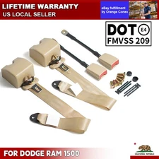 2x 3-point Retractable Shoulder Safety Seat Belt Straps For Dodge Ram 1500 Beige