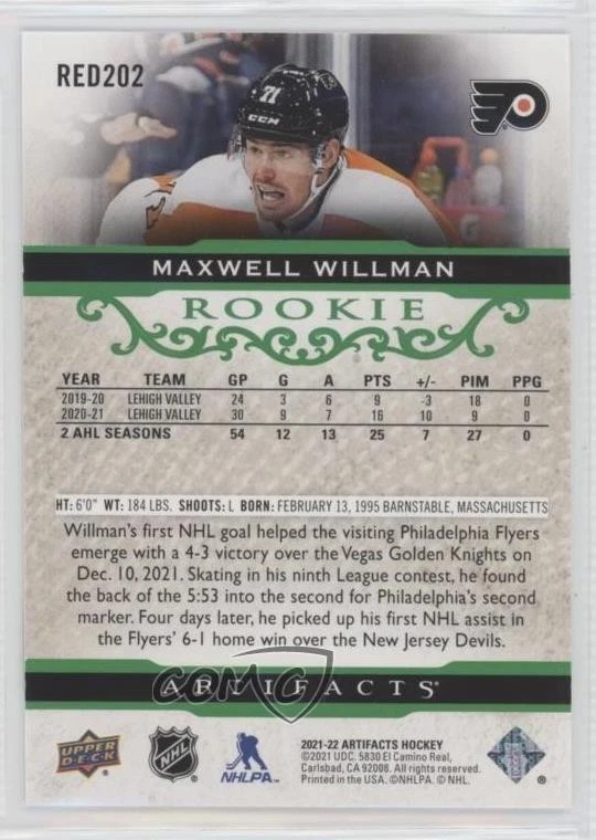 2021-22 Artifacts Extended Rookies Emerald /99 Maxwell Willman Wilman Rookie RC - Image 2 of 2