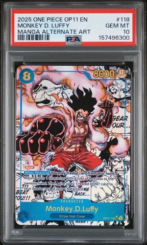 One Piece Monkey D Luffy Manga Alternate Art OP11-118 PSA 10 Gem Mint