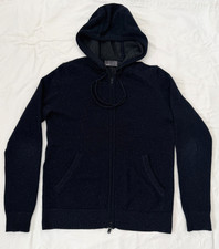 Vince Mens Navy Blue Gray Wool Cashmere Full Zip Hoodie Small