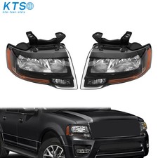 Left+Right For Ford Expedition 2015-2017 Halogen W/O Projector Headlights Black
