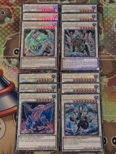 3 x Brionac/Dewloren/Gungnir/Trishula Ice Barrier HAC1-EN051/52/53/54 YuGiOh set - Picture 1 of 5