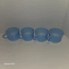 4 Vintage Anchor Hocking Fire-King Blue Mosaic snack cups Milk Glass