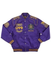 Big Boy Headgear Omega Psi Phi Racing Twill Jacket Purple Size 4XL