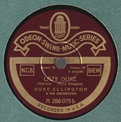   10'' 1929 Duke Ellington LAZY DUKE  WHAT CAN A POOR FELLOW DO Odeon 286075 GER 