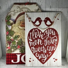 Wall Art Set with Red and White Design - One Christmas and One Valentines