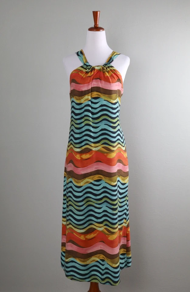 ANTHROPOLOGIE $278 Vestido Corey Lynn Calter Waves Ecovero Halter Midi Talla XS Foto 4 de 4